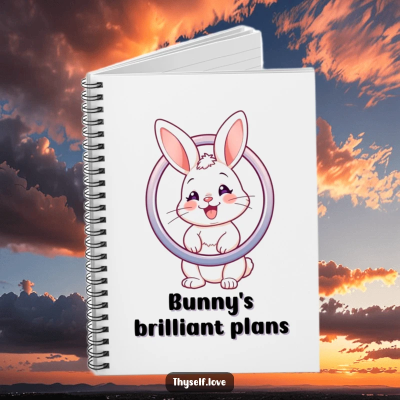 Funny notebook with a bunny admiring its reflection, ideal for journaling, notes, and creative writing.