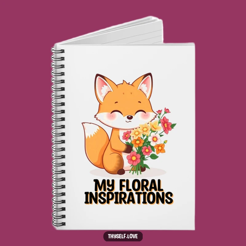 Funny Fox Flower Bouquet Notebook, Journal Your Personal Joys Inside