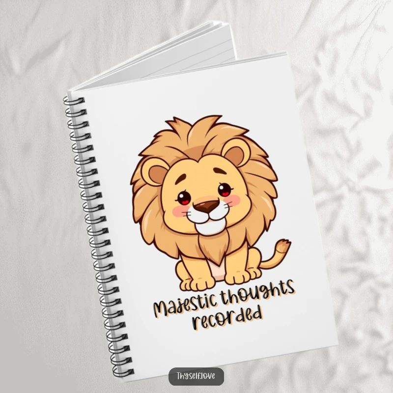 Funny notebook, proud lion smoothing mane, journaling confident thoughts, creative strategy, majestic plans, wonderful funny gift.