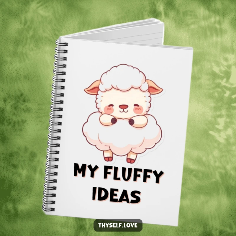 Funny Notebook: A happy sheep embracing a fluffy cloud, perfect for writing down peaceful thoughts and dreams.