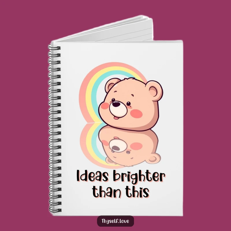 Funny Giggling Bear Rainbow Reflection Notebook, Write Happy Thoughts Inside