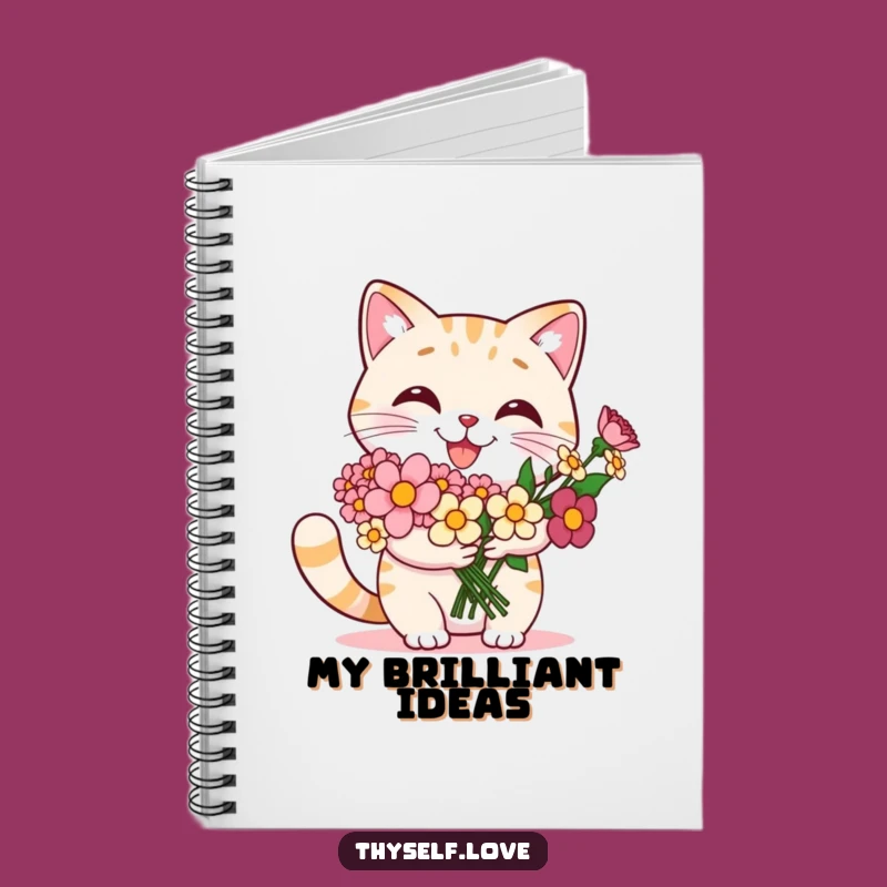 Funny Cat Flower Bouquet Notebook: Jot Down Your Thoughts with this Proud Kitty