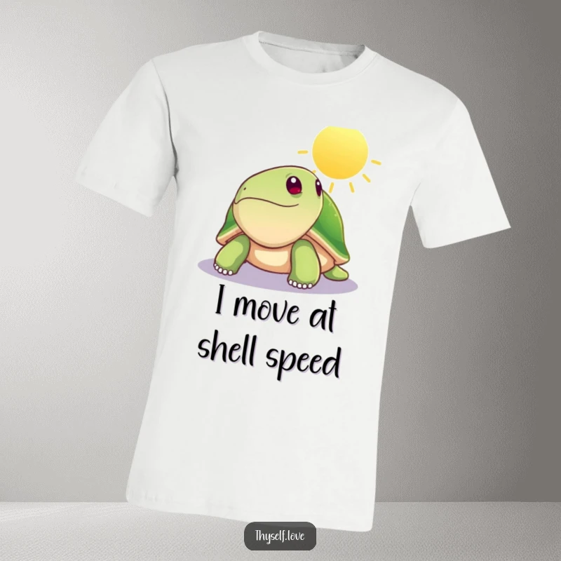 Funny t-shirt showcasing a content turtle soaking up a warm sunbeam, embodying a hilariously relaxed and peaceful spirit. Great for gift-givers.