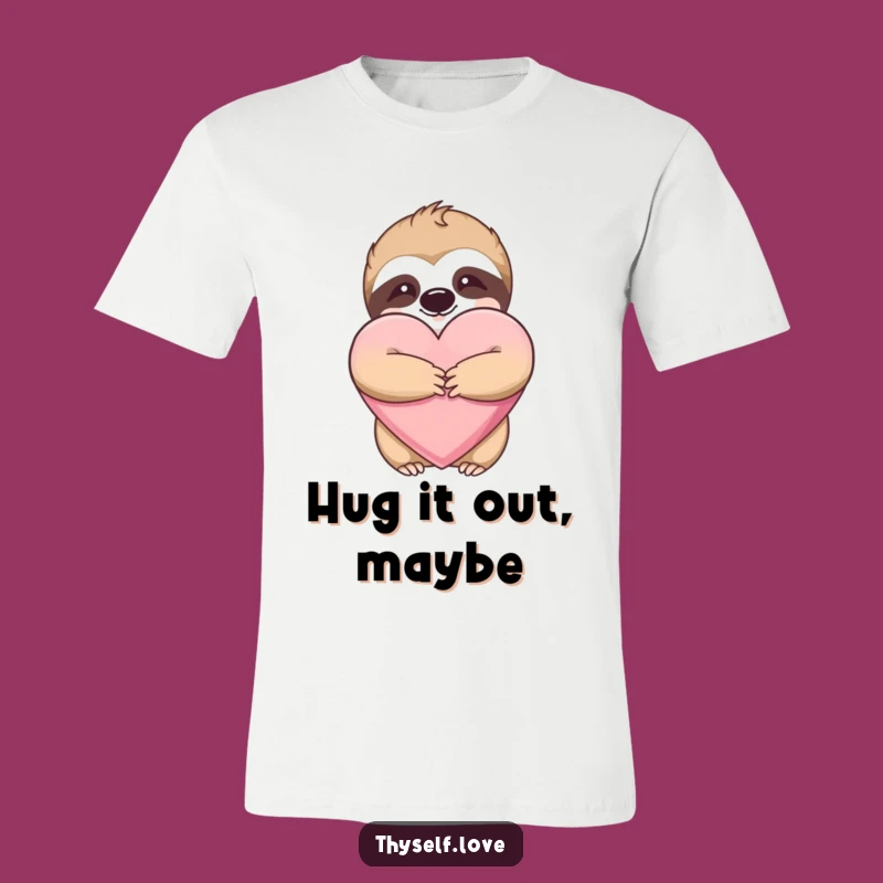Funny Content Sloth Hugging Heart T-Shirt - Perfect Comfy & Cute Gift