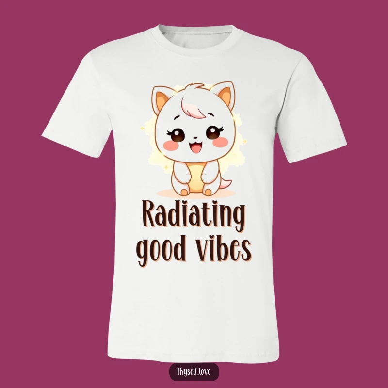 Funny Glowing T-Shirt: Happy Character Radiates Joy