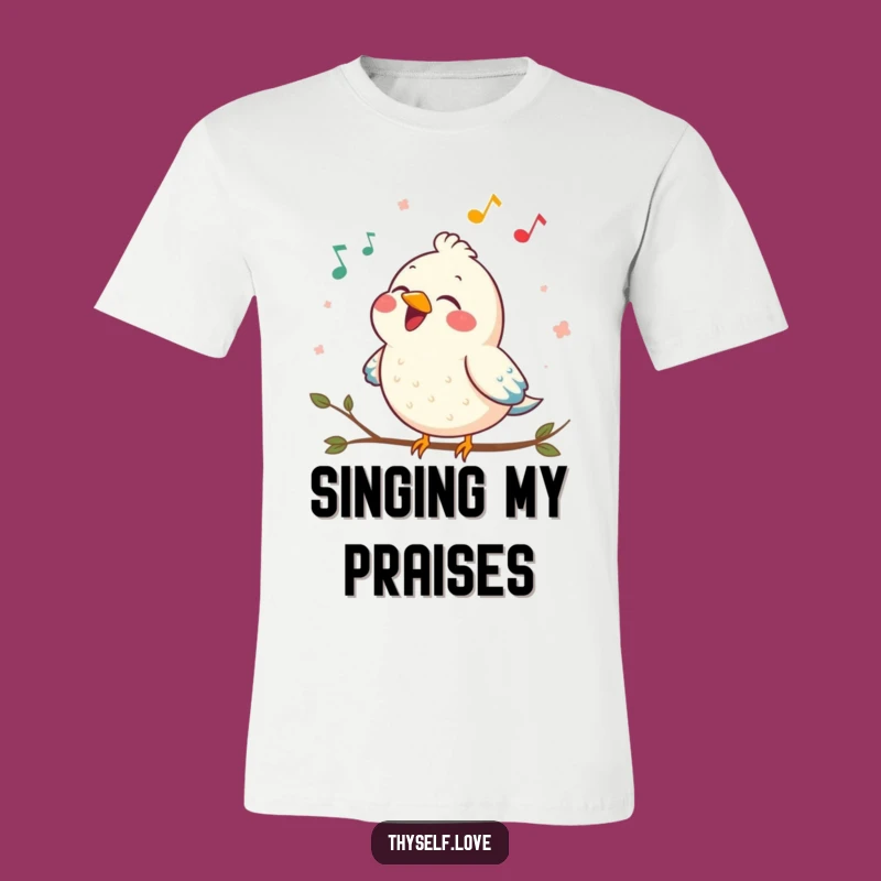Funny Contented Bird T-Shirt: Joyful Song Art Tee, Comfortable & Humorous Gift