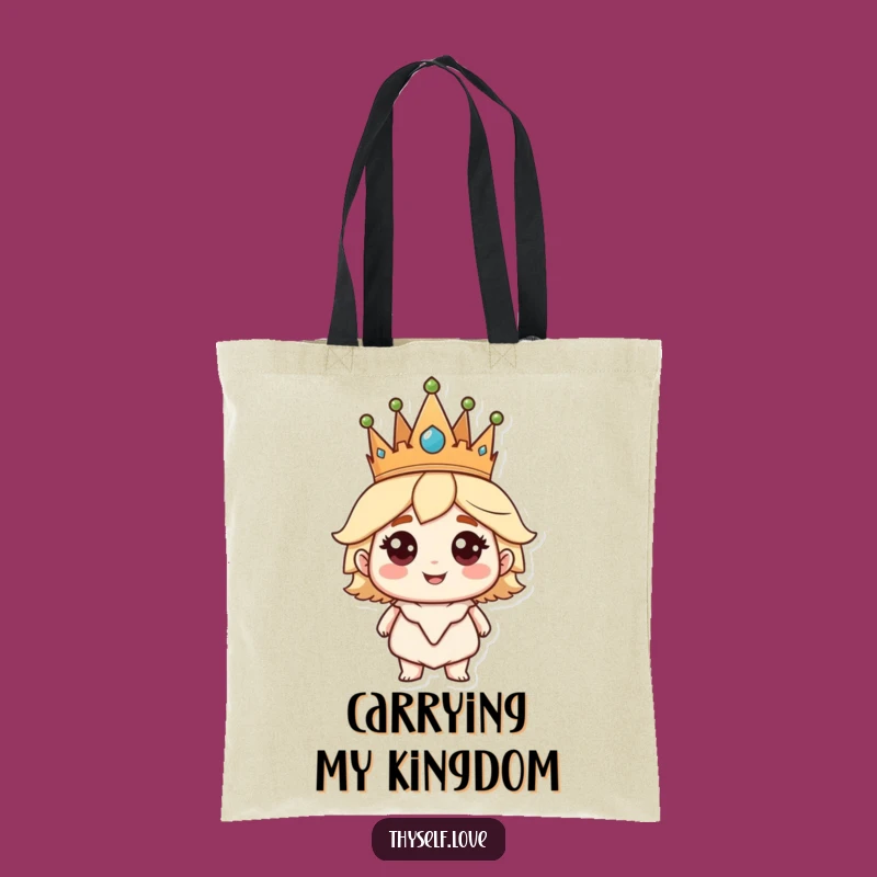 Funny Tote Bag: Crowned Character's Confident Design