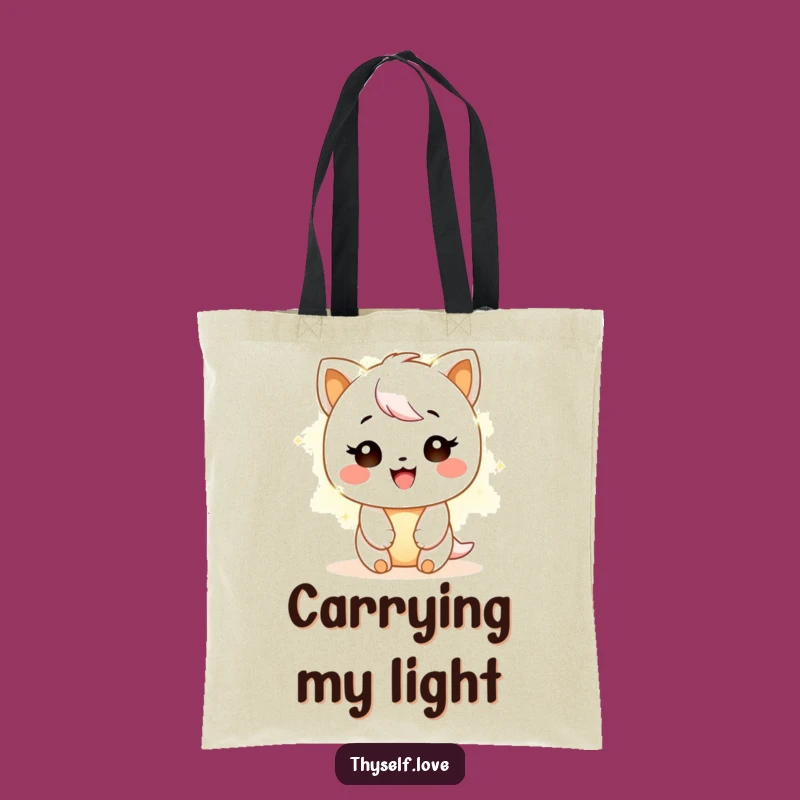 Funny Tote Bag: Happy Character's Radiant Glow Design