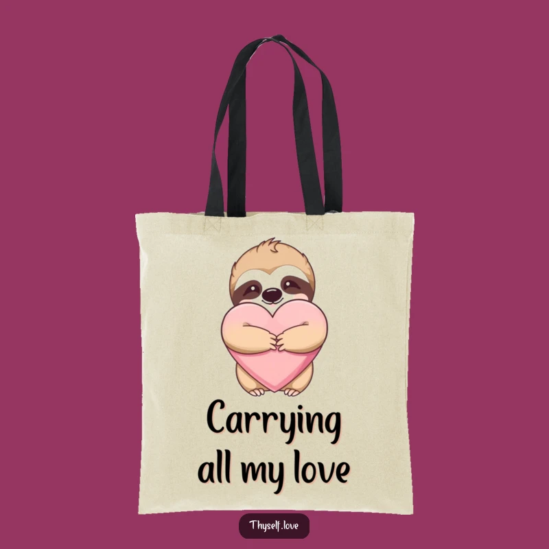 Funny Sloth Hugging Heart Tote Bag - Adorable & Hilarious Everyday Carry