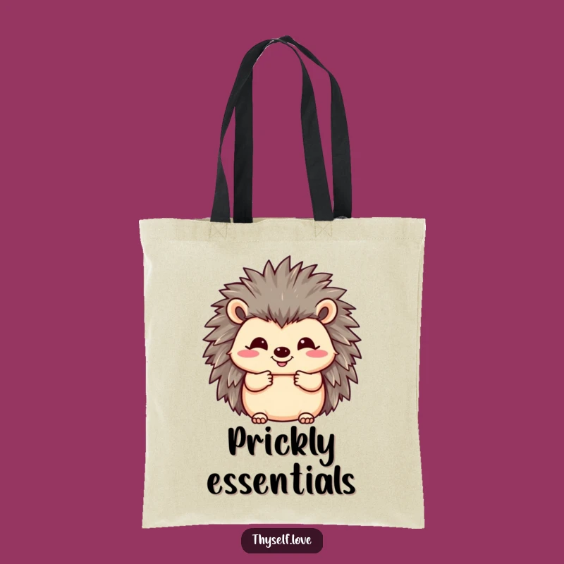 Funny Happy Hedgehog Tote Bag: Fluffy Quills Carryall, Cute & Humorous Gift
