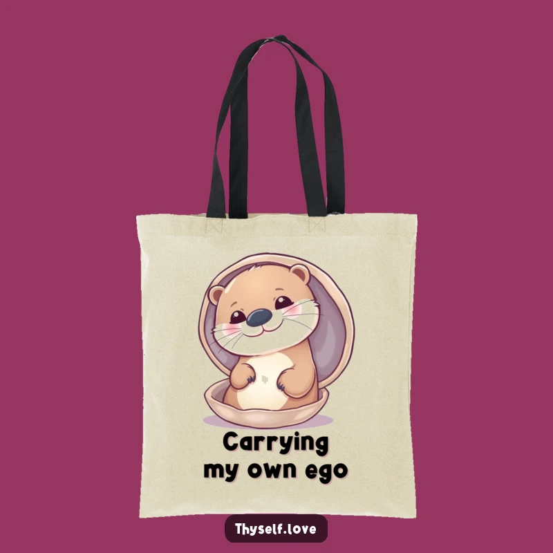 Stylish Funny Otter Tote Bag: Otter Admiring Reflection - Practical Funny Gift!